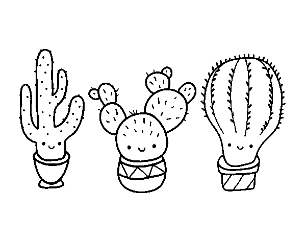 Disegno di 3 mini cactus da Colorare