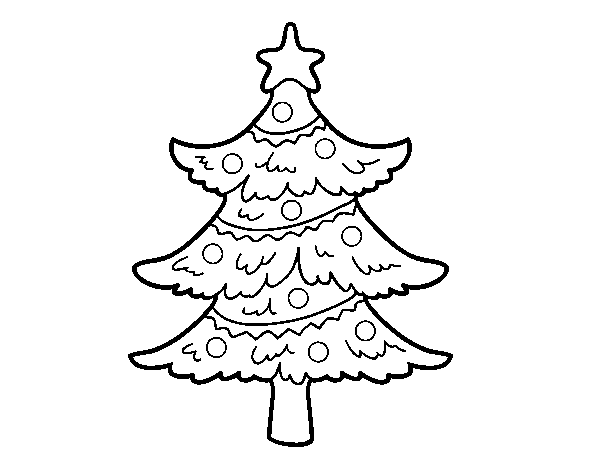 Disegno di Albero di Natale decorato da Colorare