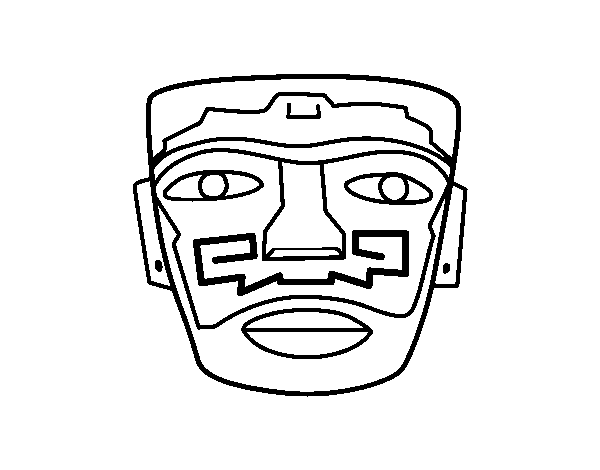 Disegno di Aztec maschera ancestrale da Colorare