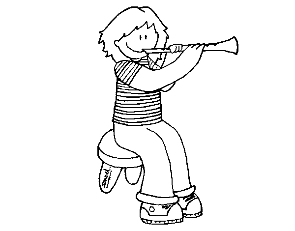 Disegno di Bambina con clarinetto da Colorare