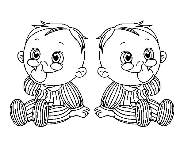 Disegno di Bambini gemelli da Colorare