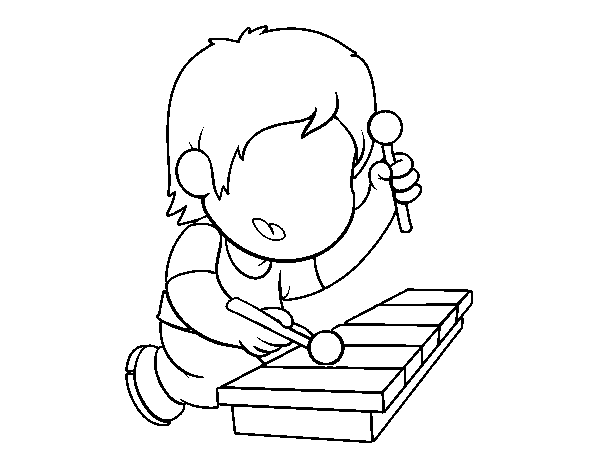 Disegno di Bambino con xilofono da Colorare