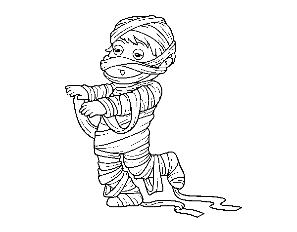 Disegno di Bambino vestito come una mummia da Colorare