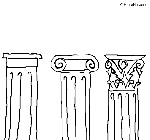 Disegno di Capitello dorico, ionico e corinzio  da Colorare