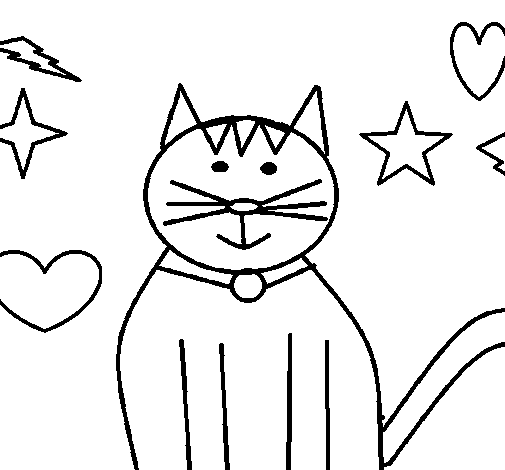 Disegno di Cat con le stelle da Colorare