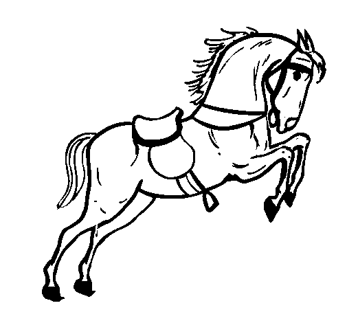 Disegno di Cavallo che salta con una sedia  da Colorare