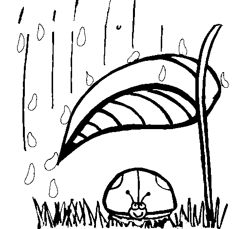 Disegno di Coccinella protetta dalla pioggia  da Colorare