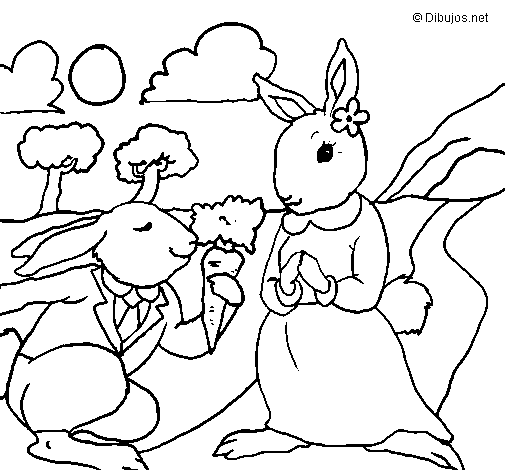 Disegno di Conigli da Colorare