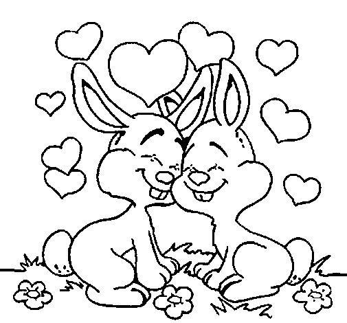 Disegno di Coniglietti in amore da Colorare