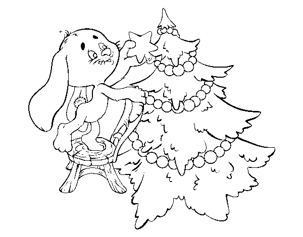 Disegno di Coniglio decorazione albero di Natale da Colorare