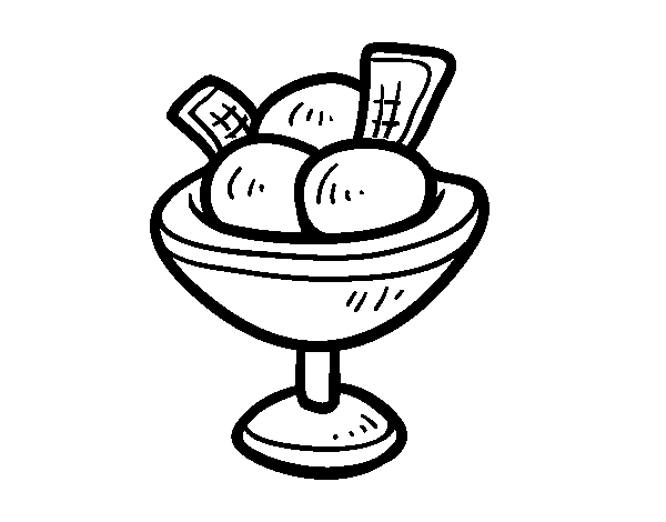 Disegno di  Coppa con tre palline di gelato da Colorare