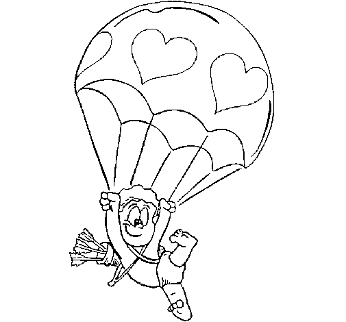 Disegno di Cupido in paracadute  da Colorare