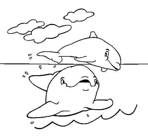Disegno di Dolphin Mother and Child da Colorare
