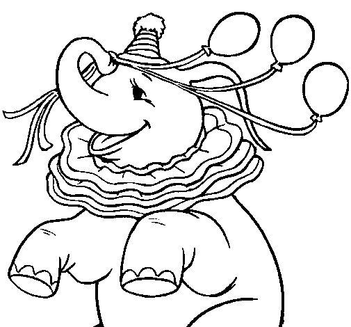 Disegno di Elefante con 3 palloncini  da Colorare