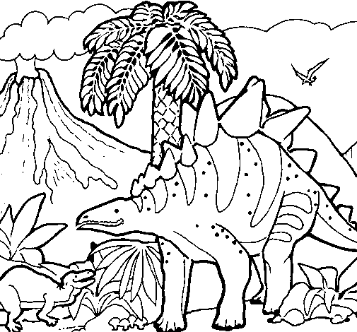 Disegno di Famiglia di Tuojiangosaurus  da Colorare