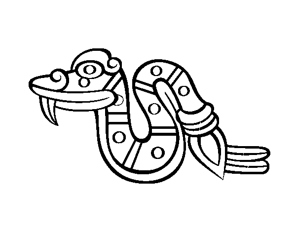 Disegno di I giorni Aztechi: serpente Coatl da Colorare