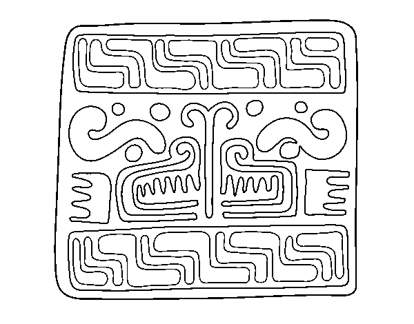 Disegno di Iscrizione maya da Colorare