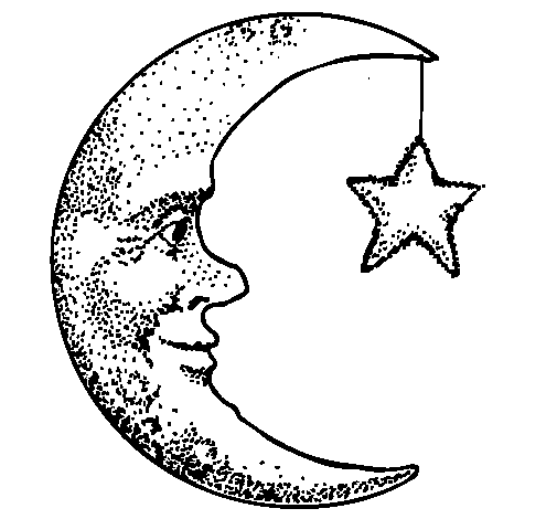 Disegno di Luna e stelle  da Colorare