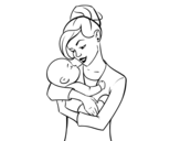 Dibujo de Madre che dondola il suo bambino