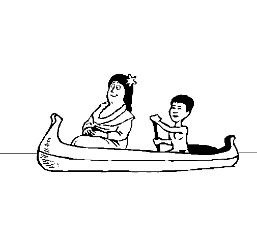 Disegno di Madre e figlio in canoa  da Colorare