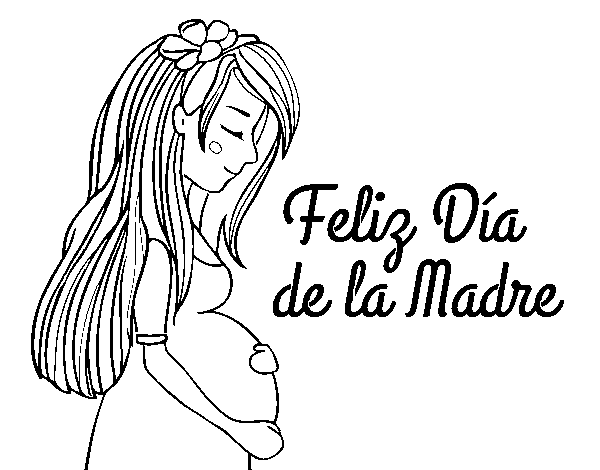 Disegno di Mamma incinta il giorno della madre da Colorare