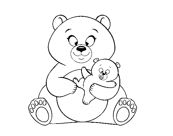 Disegno di Mamma orsa e piccolo orso da Colorare