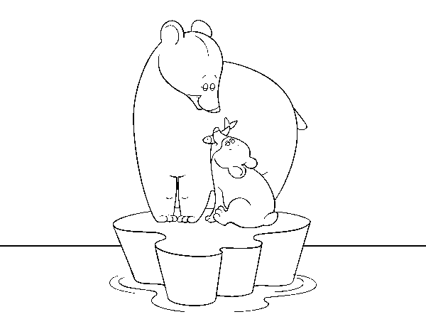 Disegno di Mamma orso con il figlio da Colorare