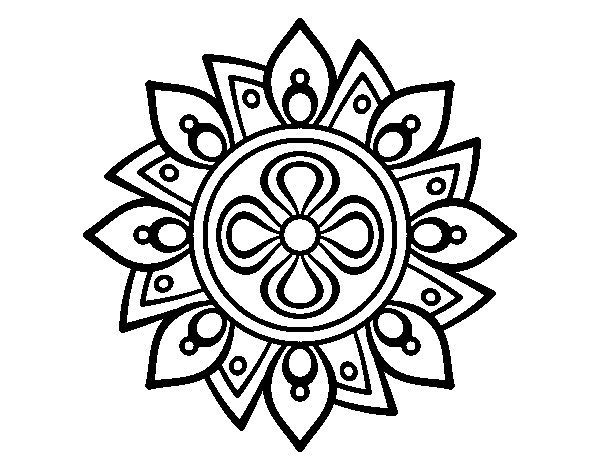 Disegno di Mandala semplice fiore da Colorare