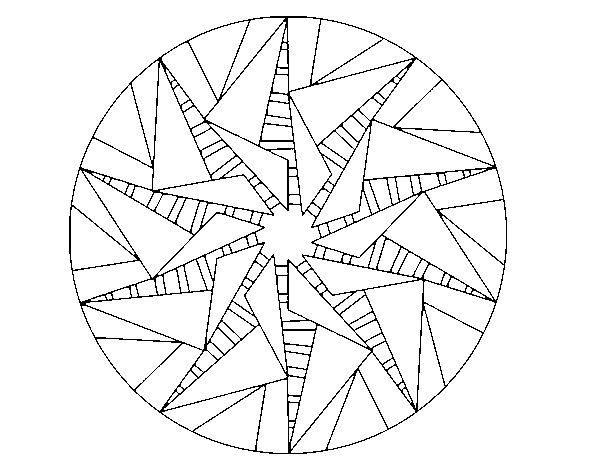 Disegno di Mandala sole triangolare da Colorare