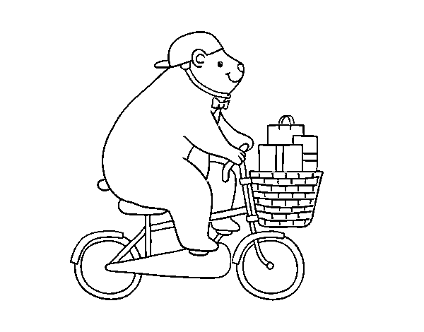 Disegno di Orso ciclista da Colorare
