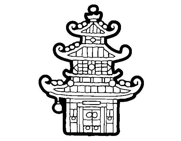 Disegno di Pagoda cinese da Colorare