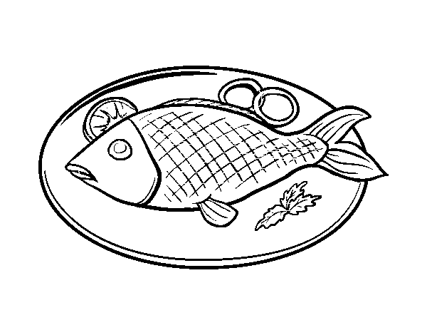 Disegno di Piatto di pesce da Colorare