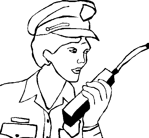 Disegno di Polizia con il walkie talkie da Colorare