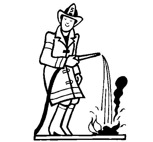 Disegno di Pompiere che spegne il fuoco da Colorare