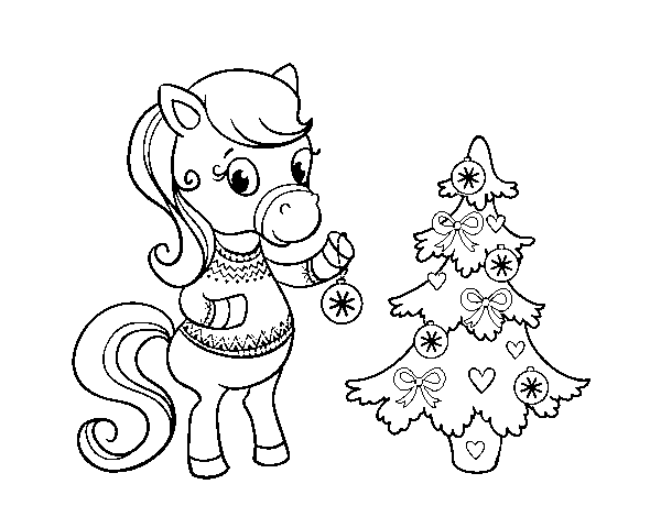Disegno di Pony natalizia da Colorare
