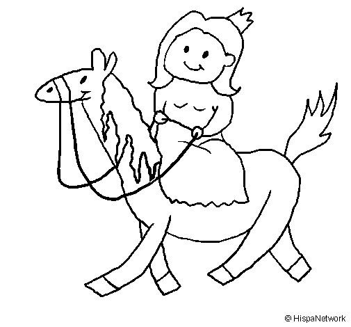 Disegno di Principessa a cavallo  da Colorare
