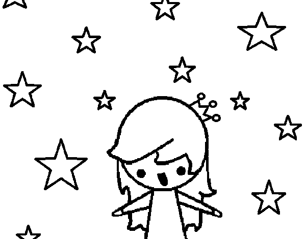 Disegno di Principessa con le stelle da Colorare
