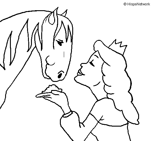 Disegno di Principessa e cavallo  da Colorare