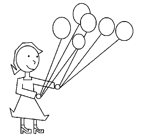 Disegno di Ragazza con palloncini  da Colorare