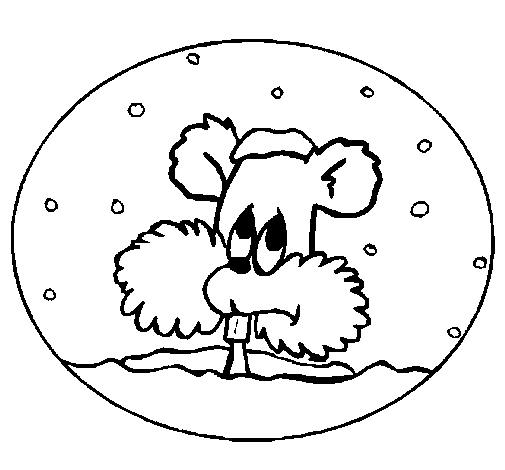 Disegno di Scoiattolo in un palla di neve  da Colorare
