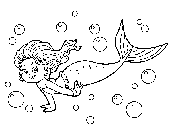 Disegno di Sirena del mare da Colorare
