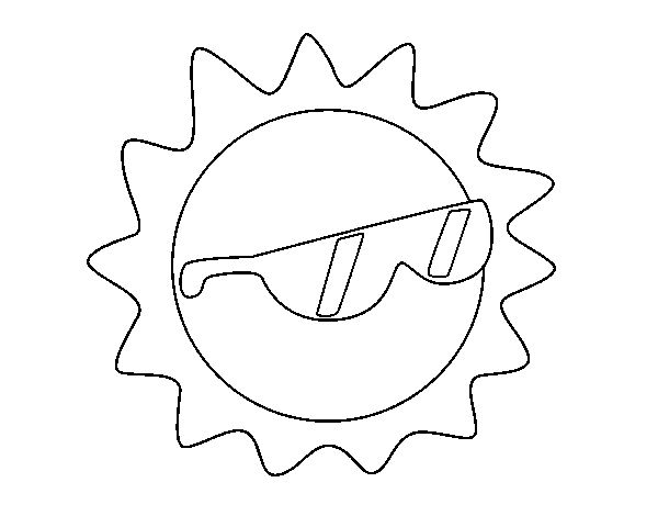 Disegno di Sole con gli occhiali da Colorare