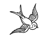 Disegno di Tatuaggio di uccello da colorare