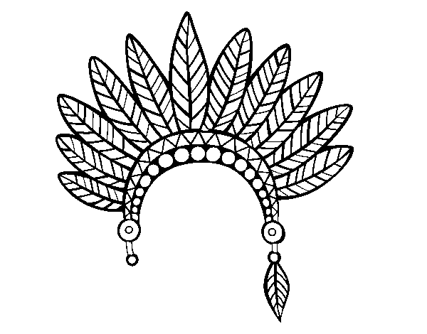 Disegno di Testa corona di piume indiano da Colorare
