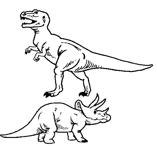 Disegno di Triceratops e Tyrannosaurus Rex da Colorare