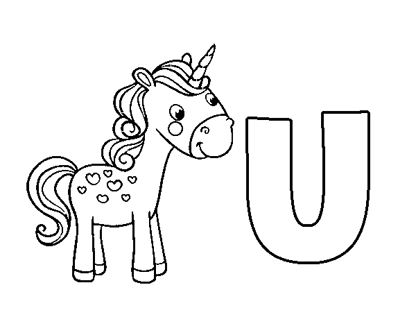 Disegno di U di Unicorno da Colorare