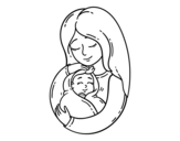 Dibujo de Una madre e il suo bambino