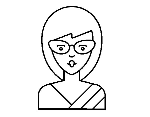 Disegno di Una menina con gli occhiali	 da Colorare