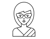Dibujo de Una menina con gli occhiali	
