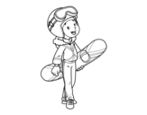 Dibujo de Una ragazza Snowboard